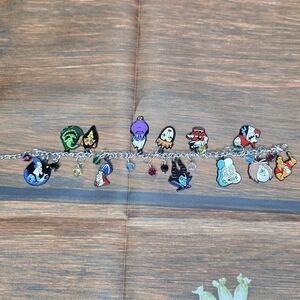 Disney Character Charm Bracelet with Silver Chain